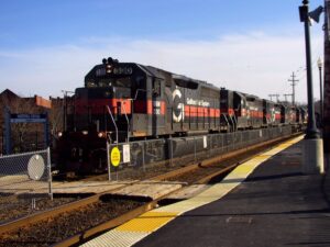 Freight train in commuter rail territory