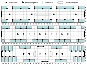Hypothetical seating layouts for new subway cars