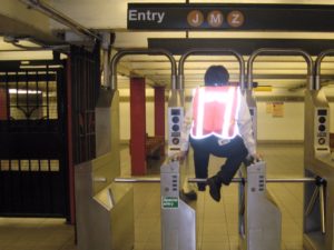Fare evasion demonstration in the subway